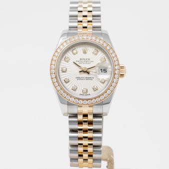 Rolex Lady-Datejust 26 179383 Wristwatch, Ivory Sunbeam Diamond Dial, Jubilee Bracelet, & Diamond Bezel