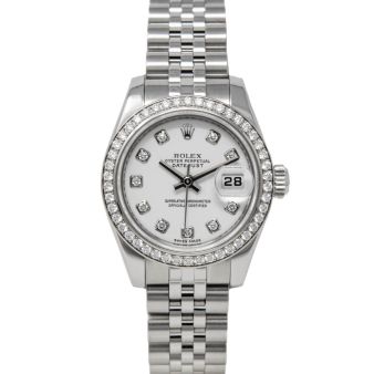 Rolex Lady-Datejust 179384 Wristwatch, Jubilee Bracelet, White Diamond Dial, Diamond Bezel