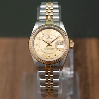 Rolex Lady-Datejust 26 69173 Wristwatch, Champagne Arabic Dial, Jubilee Bracelet, Fluted Bezel