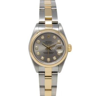 Rolex Lady-Datejust 26 79163 Wristwatch, Oyster Bracelet, Slate Diamond Dial, Smooth Bezel