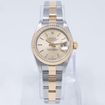 Rolex Lady-Datejust 26 79173 Wristwatch, Oyster Bracelet, Light Champagne Dial, Fluted Bezel