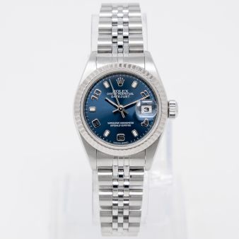Rolex Lady-Datejust 26 79174 Wristwatch - Blue Arabic Dial, Jubilee Bracelet, Fluted Bezel