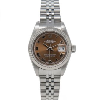 Rolex Lady-Datejust 26 79174 Wristwatch, Jubilee Bracelet, Havana Roman Dial, Fluted Bezel
