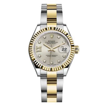 New Rolex Lady-Datejust, Silver Diamond Dial, Steel & Yellow Gold, 279173