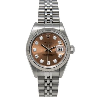 Rolex Lady-Datejust 69174 Wristwatch, Jubilee Bracelet, Rose Diamond Dial, Fluted Bezel
