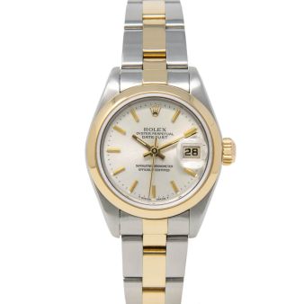 Rolex Lady-Datejust 26mm 79163 Wristwatch, Oyster Bracelet, Silver Index Dial, Smooth Bezel