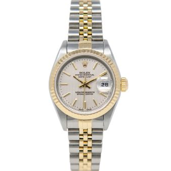 Rolex Lady-Datejust 79173 Wristwatch, Jubilee Bracelet, Silver Tapestry Dial, Fluted Bezel