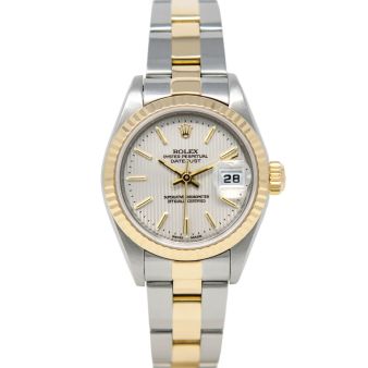 Rolex Lady-Datejust 79173 Wristwatch, Oyster Bracelet, Silver Tapestry Dial, Fluted Bezel