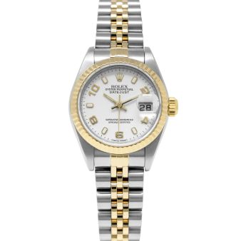 Rolex Lady-Datejust 26 79173 Wristwatch, Jubilee Bracelet, White Index/Arabic Dial, Fluted Bezel