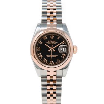 Rolex Lady Datejust 179161 Wristwatch, Jubilee Bracelet, Chocolate Roman Dial, Smooth Bezel