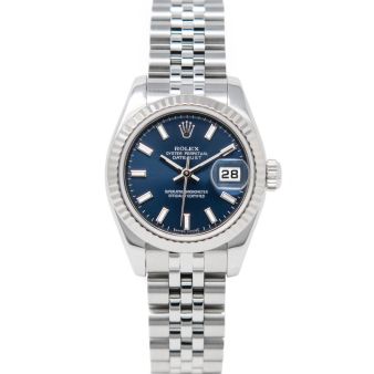 Rolex Lady Datejust 179174 Wristwatch, Jubilee Bracelet, Blue Index Dial, Fluted Bezel