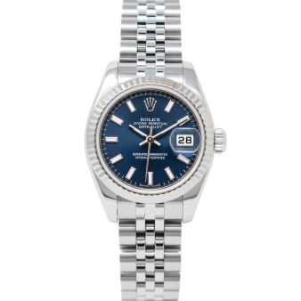 Rolex Lady Datejust 179174 Wristwatch, Jubilee Bracelet, Blue Index Dial, Fluted Bezel