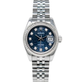 Rolex Lady Datejust 179174 Wristwatch, Jubilee Bracelet, Blue Jubilee Diamond Dial, Fluted Bezel