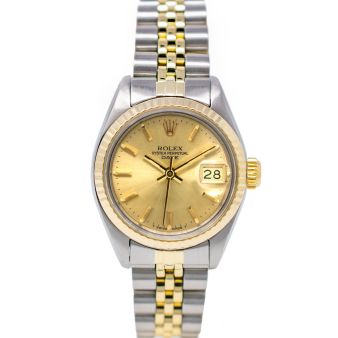 Rolex Lady Datejust 69173 Wristwatch, Jubilee Bracelet, Champagne Index Dial, Fluted Bezel