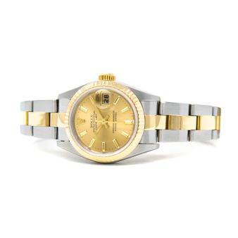 Rolex Lady Datejust 69173 Wristwatch, Oyster Bracelet, Champagne Index Dial, Fluted Bezel
