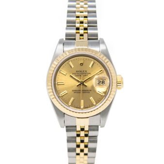 Rolex Lady Datejust 26 69173 Wristwatch, Jubilee Bracelet, Champagne Index Dial, Fluted Bezel