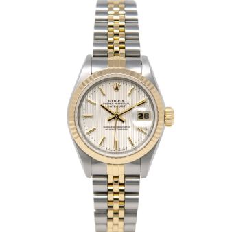 Rolex Lady-Datejust 69173 Wristwatch, Jubilee Bracelet, Silver Tapestry Dial, Fluted Bezel