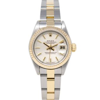 Rolex Lady-Datejust 69173 Wristwatch, Oyster Bracelet, Silver Tapestry Dial, Fluted Bezel