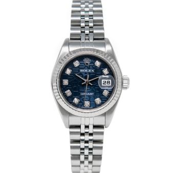 Rolex Lady Datejust 79174 Wristwatch, Jubilee Bracelet, Blue Jubilee Diamond Dial, Fluted Bezel