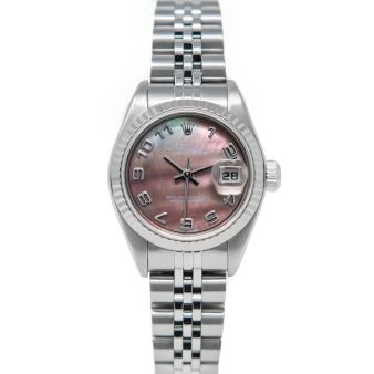 Rolex Lady Datejust 79174 Wristwatch, Jubilee Bracelet, Black Mother of Pearl Arabic Dial, Fluted Bezel