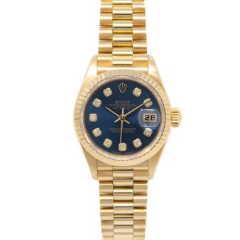 Rolex Lady Datejust President 69178 Wrist Watch Blue Diamond Face