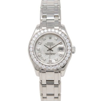 Rolex Pearlmaster 29, Mother of Pearl Diamond Dial, White Gold, 80299