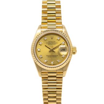 Rolex Lady President 69178 Wrist Watch Champagne Diamond Face