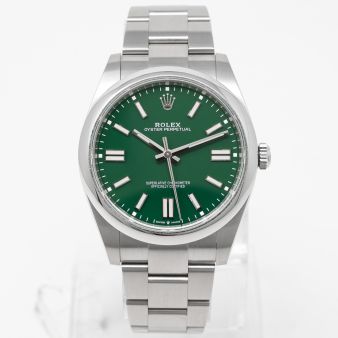 Rolex Oyster Perpetual 41 124300 Wristwatch, Green Dial, Oyster Bracelet, Domed Bezel