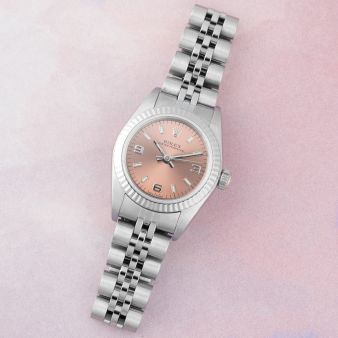 Rolex Oyster Perpetual 24 76094, Stainless Steel & White Gold, Rose Arabic Dial, Jubilee Bracelet