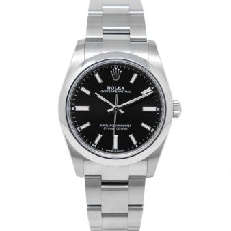 Rolex Oyster Perpetual 34 124200 Wristwatch, Oyster Bracelet, Black Index Dial, Smooth Bezel