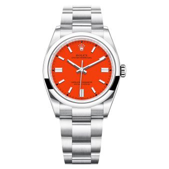 Rolex Oyster Perpetual 36 126000-0007, Coral red dial, Oyster bracelet