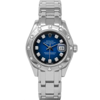 Rolex Pearlmaster 29 80319 Wristwatch, Pearlmaster Bracelet, Blue Vignette Diamond Dial, 12 Diamond Bezel