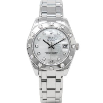 Rolex Lady Datejust Pearlmaster 34 81319 Wristwatch, Mother of Pearl Diamond Dial, Diamond Bezel