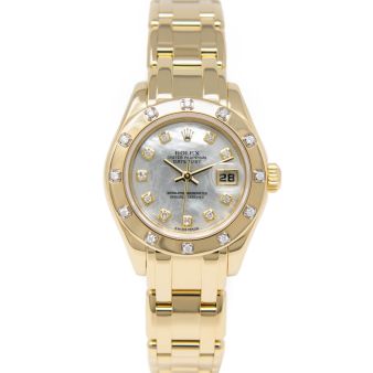 Rolex Lady Datejust Pearlmaster 80318 Wristwatch, Pearlmaster Bracelet, Mother of Pearl Diamond Dial, Diamond Bezel