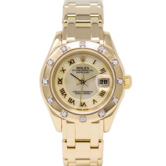 Rolex Pearlmaster 34 80318 Wristwatch, Pearlmaster Bracelet, Myriad Roman Dial, 12 Diamond Bezel