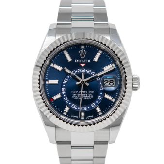 Rolex Men's Sky-Dweller 326934 Wristwatch, Oyster Bracelet, Blue Index Dial, Fluted Bezel