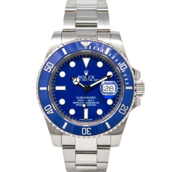 Buy Rolex Men's Submariner Blue Dial "Smurf" 116619LB Wristwatch For Sale