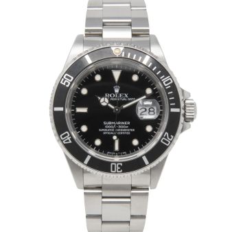 Rolex Submariner Date 16610 Wristwatch, Oyster Bracelet, Black Dial, Rotatable Bezel