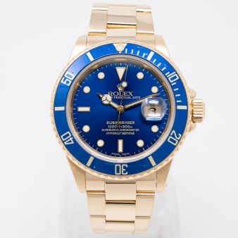 Rolex Submariner Date 16808 Wristwatch, Blue Dial, Blue Bezel, Oyster Bracelet