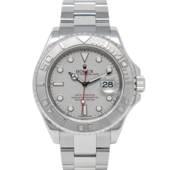 Rolex Yacht-Master 40 16622 Wristwatch, Oyster Bracelet, Platinum Dial, Rotatable Bezel