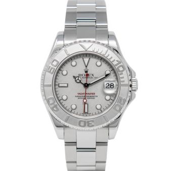 Rolex Ladies Midsize Yacht-Master 35 168622 Wristwatch, Oyster Bracelet, Platinum Dial