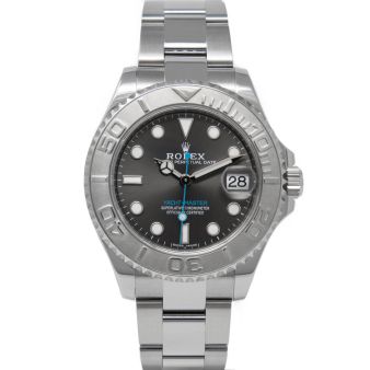 Rolex Yacht-Master 37 268622 Wristwatch, Oyster Bracelet, Dark Rhodium Dial, Rotatable Platinum Bezel