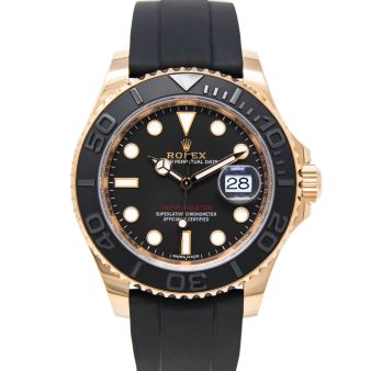 Rolex Men's Yacht-Master 40 116655 Wristwatch, OysterFlex Bracelet, Black Index Dial