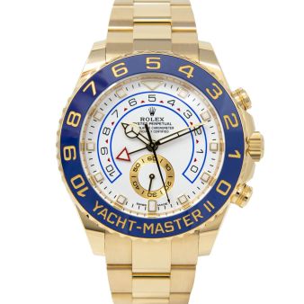 New Rolex Yacht-Master II 116688 Wristwatch, Oyster Bracelet, White Dial, Blue Bezel