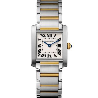 Cartier Tank Française W2TA0003 Wristwatch, Silver Dial, Steel & Yellow Gold Bracelet