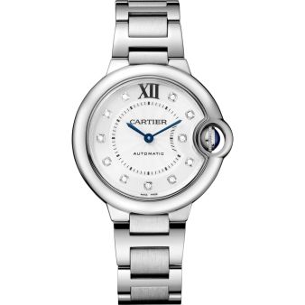 Cartier Ballon Bleu de Cartier W4BB0021 Wristwatch, Silver Diamond Dial, Steel Bracelet