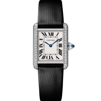 Cartier Tank Must W4TA0016 Wristwatch, Silver Dial, Black Leather Strap