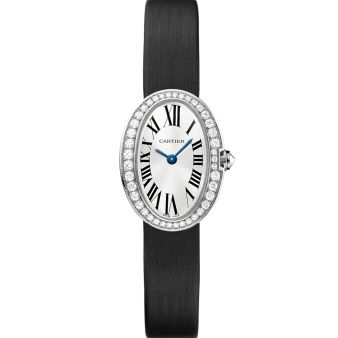 Cartier Mini Baignoire WB520027 Wristwatch, Silver Dial, Grey Leather Strap