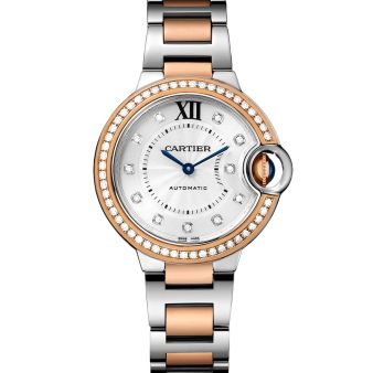 Cartier Ballon Bleu de Cartier WE902077 Wristwatch Silver Diamond Dial, Steel & Rose Gold Bracelet