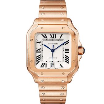 Cartier Santos de Cartier WGSA0018 Wristwatch Silver Dial, Rose Gold Bracelet